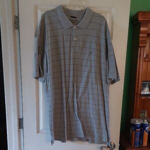 Nautica Men's Polo Shirt in Light Gray with Dark Stripes